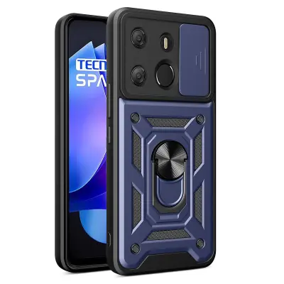 Za Tecno Spark Go 2023 4G/Pop 7 Pro 4G drsna leča, zaščitni pokrov, odporen na udarce, stojalo za PC+TPU telefonska torbica
