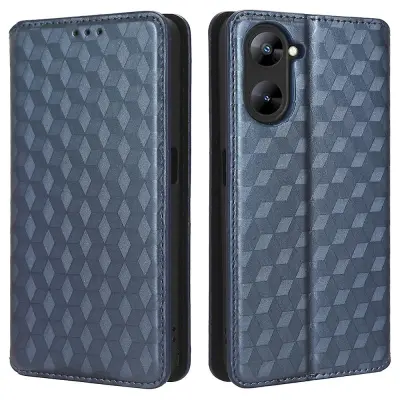 Za Realme V30 5G/V30t PU usnjena torbica za denarnico z vtisnjenim vzorcem romba, stojalo, ovitek za telefon