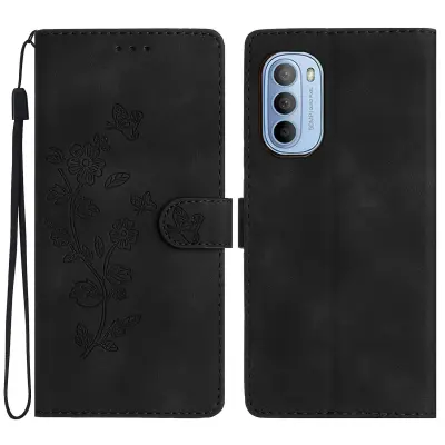 Za Motorola Moto G52 4G/G82 5G PU usnjena torbica za telefon z odtisom cvetov, denarnica za mobilni telefon, pokrov stojala