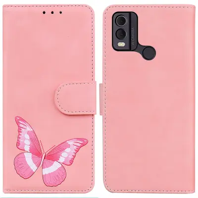 Torbica iz PU usnja na dotik kože za Nokio C22 Butterfly Printing Denarnica Pokrov za stojalo za telefon