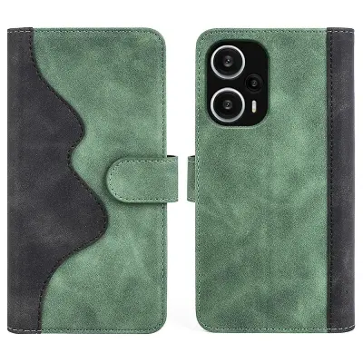 Za Xiaomi Redmi Note 12 Turbo/Poco F5 5G PU usnjena denarnica, ovitek za telefon, dvobarvna torbica s stojalom za spajanje