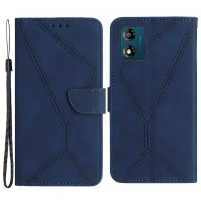 HT05 za Motorola Moto E13 4G PU usnjena preklopna torbica z natisnjeno črto Skin-touch stojalo za telefon denarnica