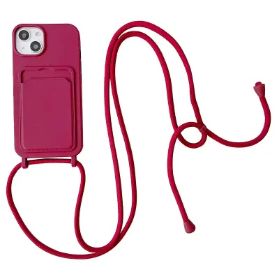 Zaščitna torbica za iPhone 14 Case Tekoči silikonski ovitek za telefon proti padcu z režo za kartice, trak