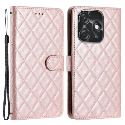 Za Tecno Spark 10C 4G šivanje črte Rhombus PU usnjena prevleka s preklopnim stojalom, denarnica, torbica za telefon