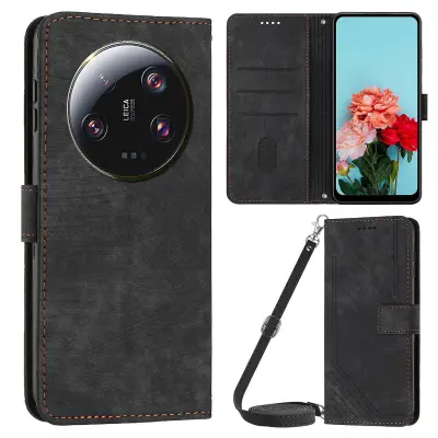 Za Xiaomi 13 Ultra PU usnjena torbica s stojalom za telefon, denarnica, vtisnjen ovitek z naramnico