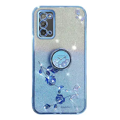 Ovitek za telefon z bleščečim cvetličnim vzorcem za Samsung Galaxy Note20/Note20 5G Ring Kickstand Gradient TPU Cover