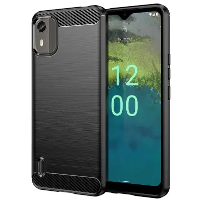 Ovitek za telefon s teksturo ogljikovih vlaken za telefon Nokia C12 4G/C12 Pro/C12 Plus telefonska torbica TPU brušena lupina