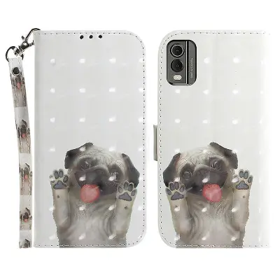 Za Nokia C32 Pattern Design Folio Cover PU usnjena torbica za telefon s stojalom in paščkom