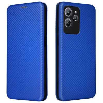 Za Oukitel C32 PU usnjena preklopna torbica z držalom za kartice, stojalo s teksturo iz ogljikovih vlaken, magnetni ovitek za telefon