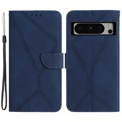 Ovitek za telefon iz PU usnja za Google Pixel 8 Pro, ovitek stojala za denarnico z vtisnjeno črto na dotik kože