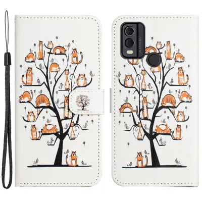 Ovitek za telefon z denarnico iz PU usnja za Nokia C32/C22, pokrov stojala za telefon s tiskanjem 3D vzorcev