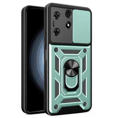 Za Tecno Spark 10 Pro PC+TPU telefonska torbica proti praskam, drsna zaščita leč, pokrov na stojalu