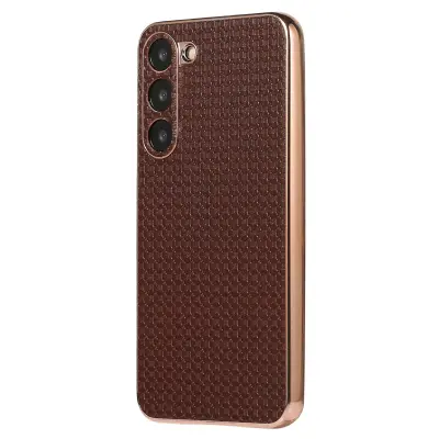 Ovitek za telefon z nano galvanizacijo za Samsung Galaxy S23+, teksturiran ovitek TPU iz pravega usnja