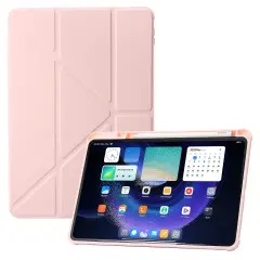 Za Xiaomi Pad 6/Pad 6 Pro Origami tri-zložljiva torbica za tablični računalnik, PU usnje, prozoren akrilni TPU ovitek z režo za pero