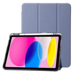 Za iPad 10.9 (2022) s tri-zložljivim stojalom, pametni ovitek iz PU usnja, prozoren akril + TPU ovitek za tablični računalnik