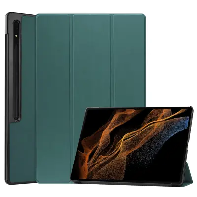 Usnjen ovitek za tablični računalnik s trikratnim stojalom za Samsung Galaxy Tab S8 Ultra s samodejnim prebujanjem/spanjem