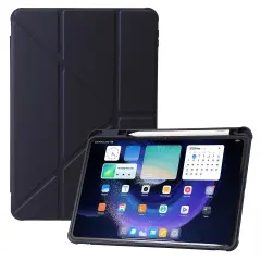 Za Xiaomi Pad 6/Pad 6 Pro Origami tri-zložljiva torbica za tablični računalnik, PU usnje, prozoren akrilni TPU ovitek z režo za pero