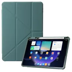 Za Xiaomi Pad 6/Pad 6 Pro Origami tri-zložljiva torbica za tablični računalnik, PU usnje, prozoren akrilni TPU ovitek z režo za pero