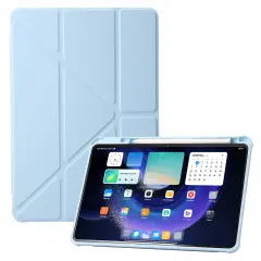 Za Xiaomi Pad 6/Pad 6 Pro Origami tri-zložljiva torbica za tablični računalnik, PU usnje, prozoren akrilni TPU ovitek z režo za pero