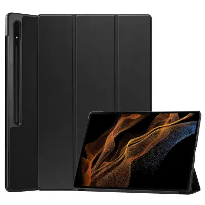 Usnjen ovitek za tablični računalnik s trikratnim stojalom za Samsung Galaxy Tab S8 Ultra s samodejnim prebujanjem/spanjem