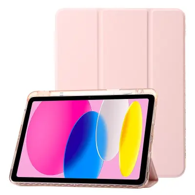 Za iPad 10.9 (2022) s tri-zložljivim stojalom, pametni ovitek iz PU usnja, prozoren akril + TPU ovitek za tablični računalnik