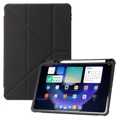 Za Xiaomi Pad 6/Pad 6 Pro Origami tri-zložljiva torbica za tablični računalnik, PU usnje, prozoren akrilni TPU ovitek z režo za pero