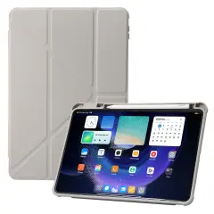 Za Xiaomi Pad 6/Pad 6 Pro Origami tri-zložljiva torbica za tablični računalnik, PU usnje, prozoren akrilni TPU ovitek z režo za pero