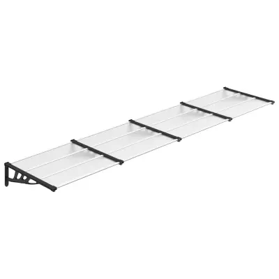 Nadstrešek - Senčniki za vrata črn in prozoren 396x90 cm polikarbonat