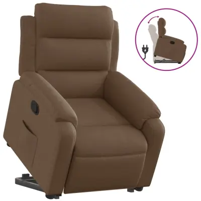Naslanjač - Relax naslanjač s funkcijo vstajanja rjavo blago