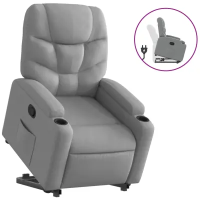 Naslanjač - Relax naslanjač s funkcijo vstajanja svetlo sivo blago