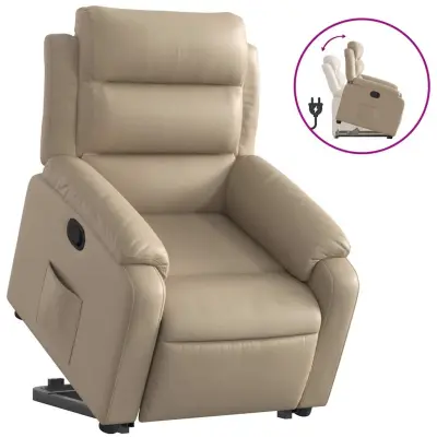Naslanjač - Relax naslanjač s funkcijo vstajanja kapučino barve umetno usnje