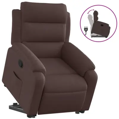 Naslanjač - Relax naslanjač s funkcijo vstajanja temno rjavo blago