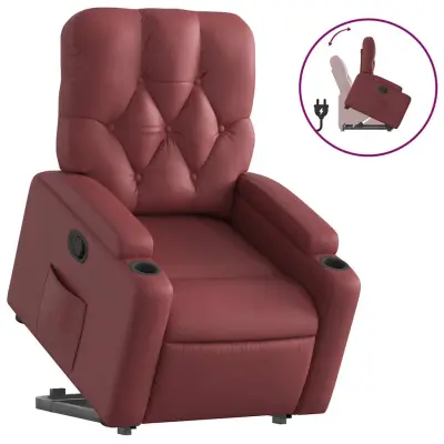 Naslanjač - Relax naslanjač s funkcijo vstajanja vinsko rdeče umetno usnje