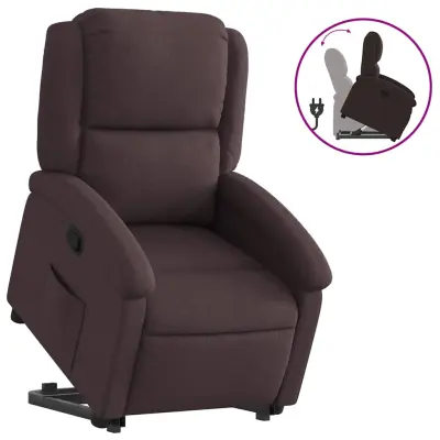 Naslanjač - Relax naslanjač s funkcijo vstajanja temno rjavo blago