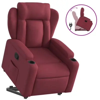Naslanjač - Relax naslanjač s funkcijo vstajanja vinsko rdeče blago