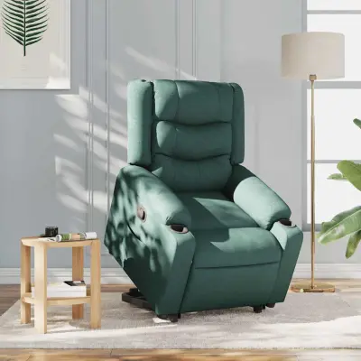 Naslanjač - Relax naslanjač s funkcijo vstajanja temno zeleno blago