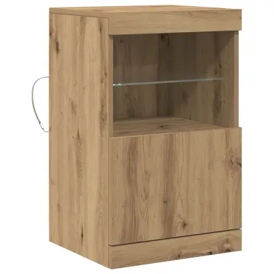 vidaXL Stranski predal s LED lučkami Artisan Oak 41x37x67 cm
