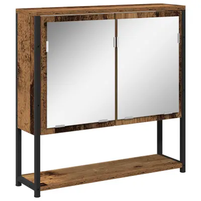 vidaXL Ogledalo za kopalnico s kabineta iz starega lesa 60x16x60 cm iz umetnega lesa
