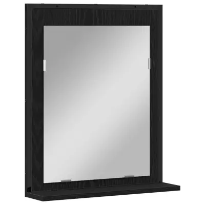 vidaXL Kopalniško ogledalo Črna Oreh 50x12x60 cm Inženirski les