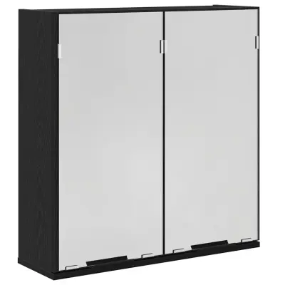vidaXL Ogledalna omara za kopalnico - Črni hrast, 64x20x66.5 cm, Narejena iz inženirskega lesa