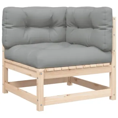 Vrtni kotni kavč - Zunanji kavč z blazinami trdna borovina