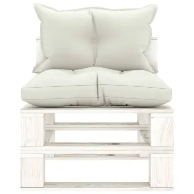 Vrtni sredinski kavč - Zunanji kavč iz palet z bež blazinami lesen