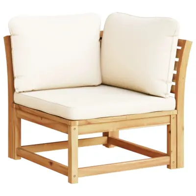 Vrtni kotni kavč - Zunanji kavč z blazinami 73x73x65 cm trden akacijev les