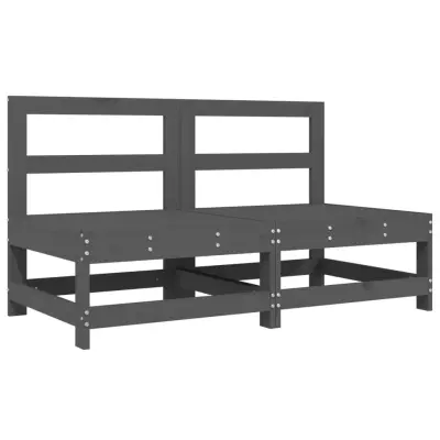 Vrtni sredinski kavč - Zunanji kavč 2 kosa siva trdna borovina