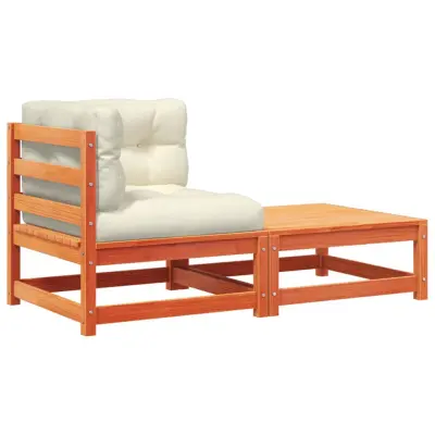 Vrtni kotni kavč - Zunanji kavč z blazinami in stolčkom za noge