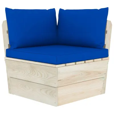 Vrtni kotni kavč - Zunanji kavč iz palet z blazinami impregnirana smrekovina