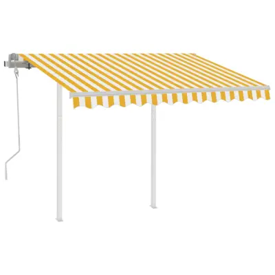 Ročno zložljiva tenda - Senčniki s stebrički 3,5x2,5 m rumena in bela