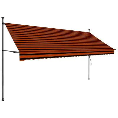 Ročno zložljiva tenda - Senčniki z LED lučkami 350 cm oranžna in rjava