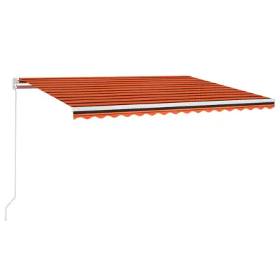 Ročno zložljiva tenda - Senčniki z LED lučmi 400x300 cm oranžna in rjava