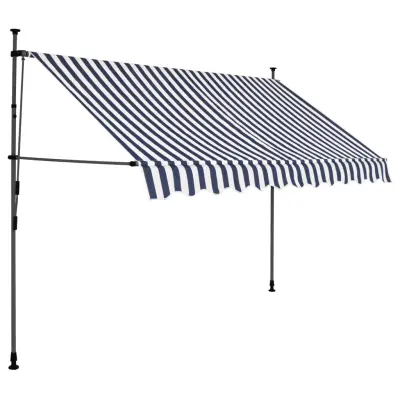 Ročno zložljiva tenda - Senčniki z LED lučkami 250 cm modra in bela